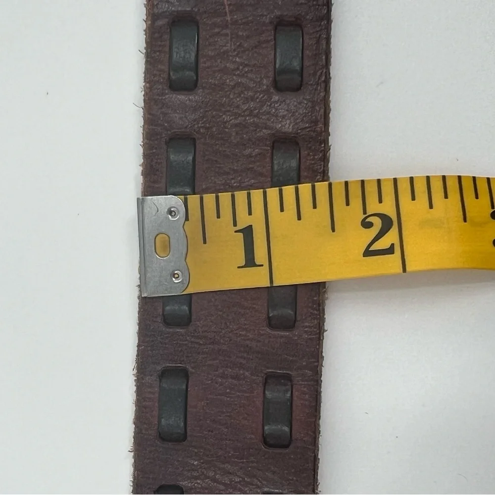 Brown Leather Belt‎ With Leather Stitching 34